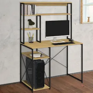Comparateur de prix : IDMARKET Bureau avec étagères de rangement DETROIT design industriel