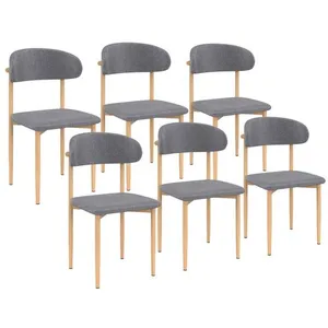 IDMARKET 6 chaises scandinaves en tissu gris clair effet chiné pas cher