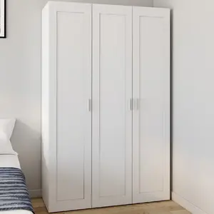 Comparateur de prix : ID MARKET Armoire 3 portes vito blanc penderie 120 cm avec miroir et étagères