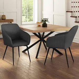 Comparateur de prix : IDMARKET Lot de 2 fauteuils de table avec accoudoirs en velours côtelé gris
