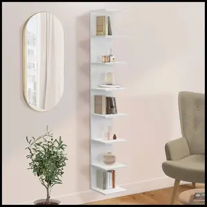 IDMarket Etagère murale suspendue blanche 190 cm pas cher
