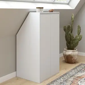 Comparateur de prix : IDMARKET Armoire sous pente 2 portes TOMI 60 x 50 x 70/110 cm blanc