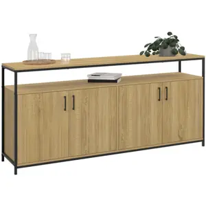 ID MARKET Buffet 160 cm detroit 4 portes bois et noir design industriel