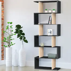 Comparateur de prix : IDMARKET Etagère bibliothèque SOFIA forme S bois façon hêtre et noir 189 cm