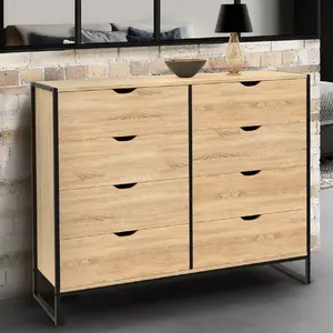 Comparateur de prix : IDMARKET Commode 8 tiroirs DETROIT 115 cm design industriel