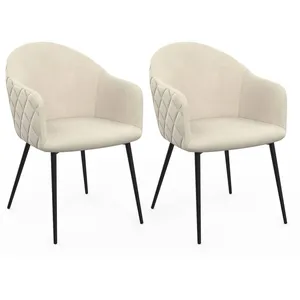 Comparateur de prix : IDMarket Chaises de salle à manger design en velours gaufré beige