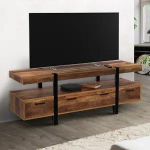 IDMARKET Meuble TV 140 cm AUSTRIA avec tiroirs bois pieds épingle pas cher