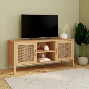 Comparateur de prix : IDMARKET Meuble TV 110 cm EDHEN 2 portes avec cannage