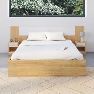 Comparateur de prix : IDMARKET Tête de lit à chevets modulables bois et blanc