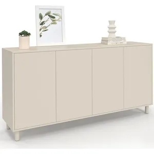 IDMarket Buffet 160 cm BERTILLE 4 portes bois coloris beige pas cher
