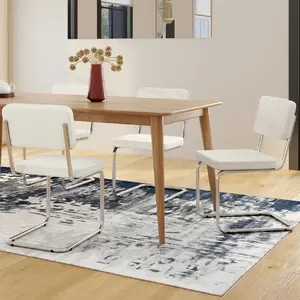 Comparateur de prix : Lot de 4 chaises cantilever nahe en velours côtelé beige et pied métal