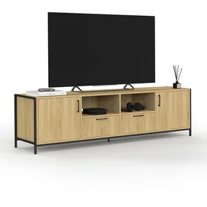 Comparateur de prix : Meuble tv 180 cm detroit 2 portes 2 tiroirs design industriel
