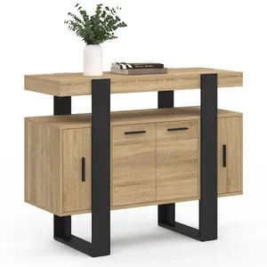 Buffet 100 cm phoenix 4 portes bois et noir pas cher
