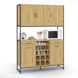 Comparateur de prix : IDMARKET Buffet de cuisine 120 CM DETROIT 5 portes + tiroirs + range-b...