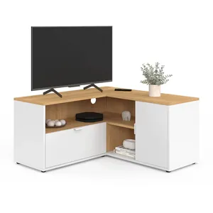 IDMarket Meuble Tv 90 X 90 Cm D'angle Baltazar Façon Hêtre Et Blanc
