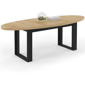 Table à manger phoenix 8 personnes ovale 200 cm bois et noir pas cher