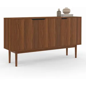 IDMARKET Buffet vintage 140 cm viggo 3 portes effet noyer pas cher