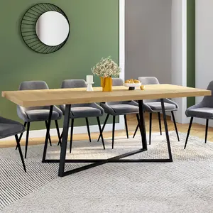 Table à manger extensible rectangle selma 6-10 personnes bois et noir ... pas cher