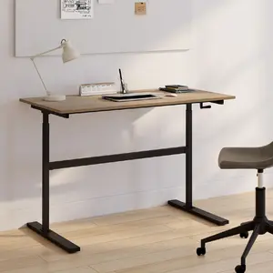 Bureau droit JEANNE assis debout à manivelle hauteur réglable 70 - 120... pas cher