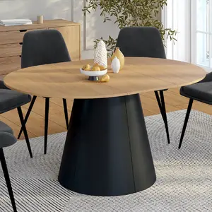 IDMARKET Table à manger ronde extensible ANGELE 4-8 personnes bois eff... pas cher