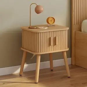 Comparateur de prix : Lot de 2 tables de chevet romie effet lattes 2 portes coulissantes