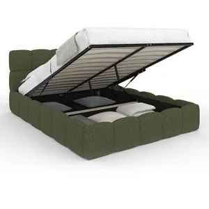 IDMarket Lit coffre double NUAGE avec tête de lit matelassée et sommie...