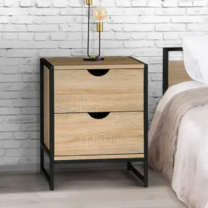 Comparateur de prix : IDMARKET Lot de 2 chevets DETROIT 2 tiroirs design industriel