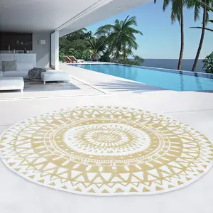 Comparateur de prix : ID MARKET - tapis exterieur ROND naturel et blanc d.150 cm