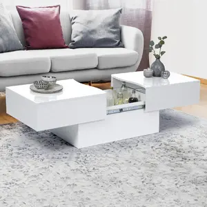 Comparateur de prix : Idmarket - Table basse coulissante rectangulaire marta bois blanc