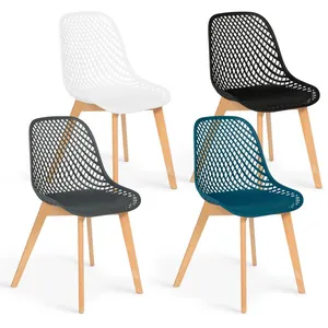 Comparateur de prix : IDMARKET Lot de 4 chaises MANDY mix color blanc, gris, bleu canard et noir