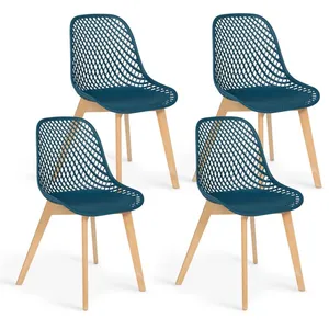 Comparateur de prix : IDMarket - Lot de 4 chaises Mandy Bleu Canard pour Salle à Manger