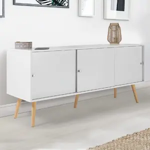 Comparateur de prix : IDMARKET Buffet bas scandinave EFFIE 3 portes bois blanc 135 cm