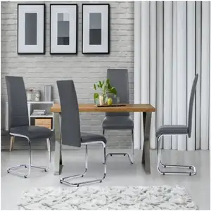 Comparateur de prix : IDMarket - Lot de 4 chaises MIA Grises pour Salle à Manger