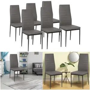 Comparateur de prix : IDMarket - Lot de 6 chaises Romane Grises pour Salle à Manger