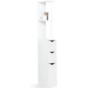 Idmarket - Meuble wc étagère bois willy 3 portes blanc pas cher