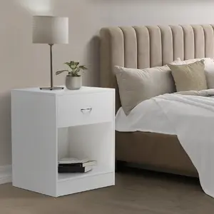 Comparateur de prix : Idmarket - Lot de 2 tables de chevet olga 1 tiroir avec niche bois blanc