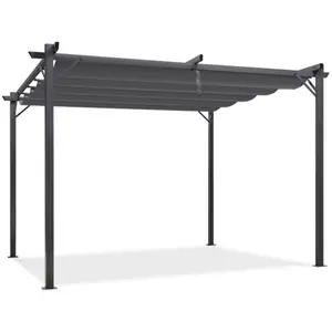 Comparateur de prix : IDMARKET Pergola toit rétractable 4 pieds 3x4 m tonnelle gris anthracite