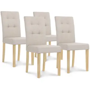 Comparateur de prix : IDMarket Lot De 4 Chaises Polga Capitonnées Beiges Pour Salle À Manger