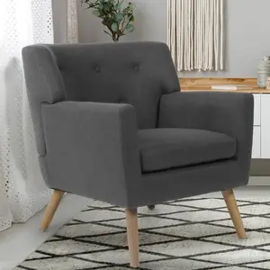 Comparateur de prix : IDMarket - Fauteuil scandinave LIV en Tissu Gris Anthracite