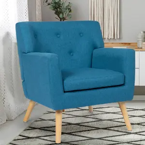 Comparateur de prix : IDMarket Fauteuil Scandinave Liv En Tissu Bleu Canard