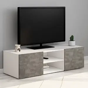 Comparateur de prix : Idmarket - Meuble tv 113 cm eli blanc portes effet béton