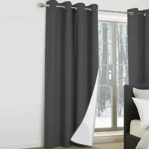 Comparateur de prix : ID MARKET - Lot de 2 rideaux thermiques gris anthracite 135x240cm
