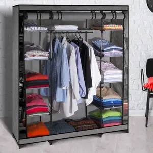 Comparateur de prix : IDMarket Armoire De Rangement New York Dressing Penderie Xxl Tissu