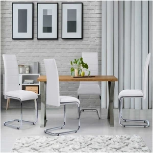Comparateur de prix : IDMarket Lot De 4 Chaises Mia Blanches Pour Salle À Manger