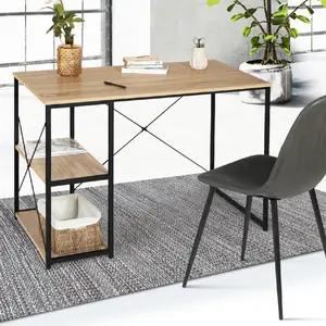 Comparateur de prix : IDMARKET Bureau style industriel en métal et bois avec étagères