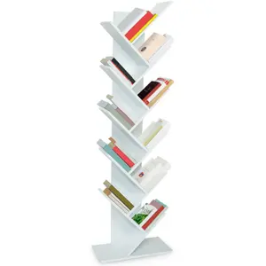 Comparateur de prix : IDMARKET Etagère bibliothèque à livres TEA forme d'arbre 10 niveaux blanche