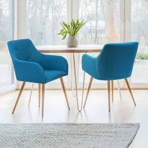 Comparateur de prix : IDMARKET Lot de 2 chaises de salle à manger scandinaves DANIA bleu canard