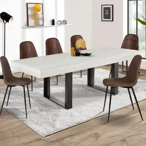 Comparateur de prix : IDMARKET Table à manger 6 à 10 personnes bois gris et pieds gris foncé