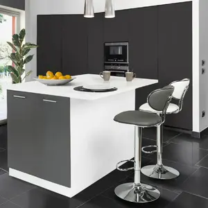 Comparateur de prix : Idmarket - Ilot Central Ivo 120 Cm Blanc Et Gris Avec Plan De Travail
