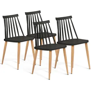Comparateur de prix : ID MARKET - Lot de 4 chaises LILY noires pour salle à manger